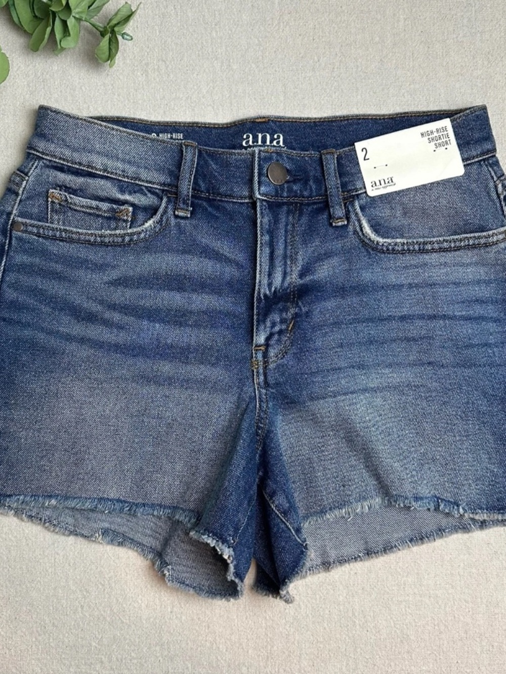 a.n.a. High Rise Shortie Short Blue Denim Jean Cut Off Cotton Blend Size 2 NWT
